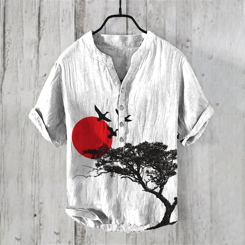 Pine Tree Sunset Japanese Art Vintage Shirt