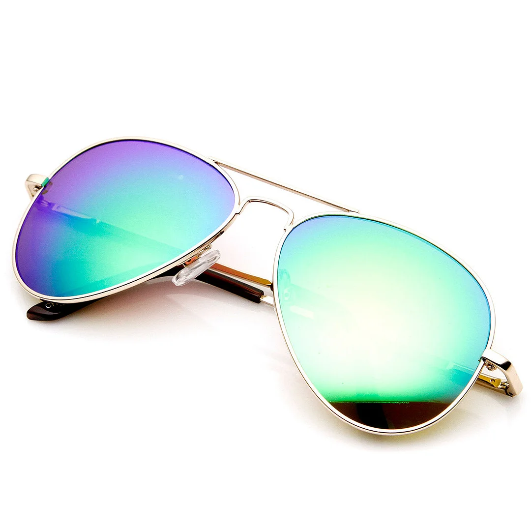 Premium Classic Metal Frame Flash Mirror Lens Aviator glasses