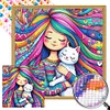 Fille Et Petit Chat Blanc-AB Rond Drill Diamond Painting-45*45CM