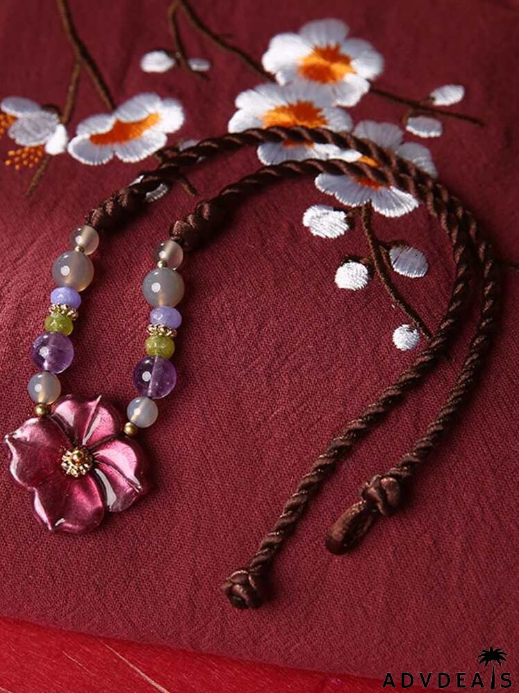 Bead Decor Flower Charm Necklace