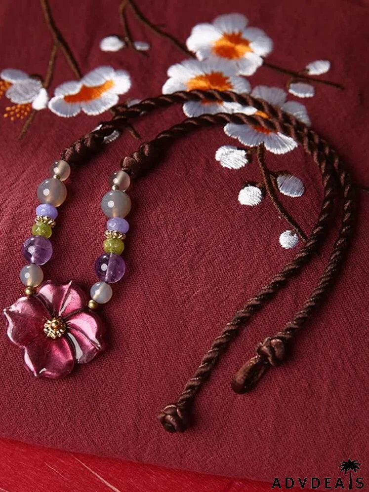 Bead Decor Flower Charm Necklace