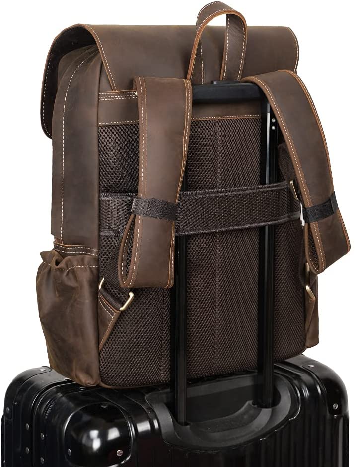 Vintage Full Grain Leather Backpack 15.6 Inch Laptop Bag Travel School Daypack