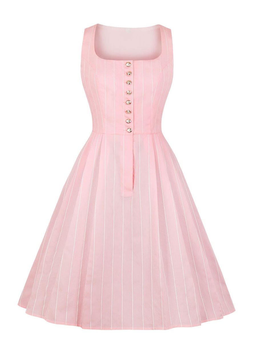 1950s Dress Square Neck Sleeveless Comfy Midi Dress