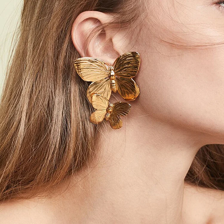 Fashion Gold Butterfly Metal Plating Earrings