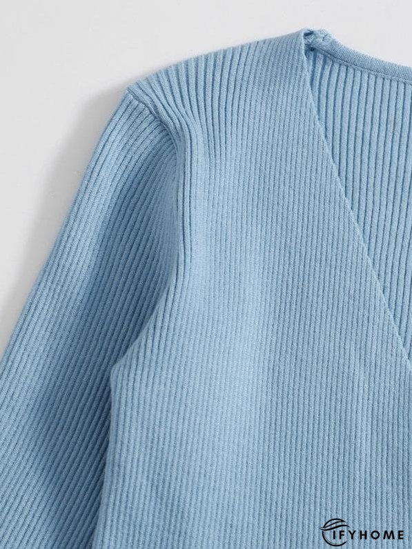 Wrap Tie Side Solid Sweater | IFYHOME