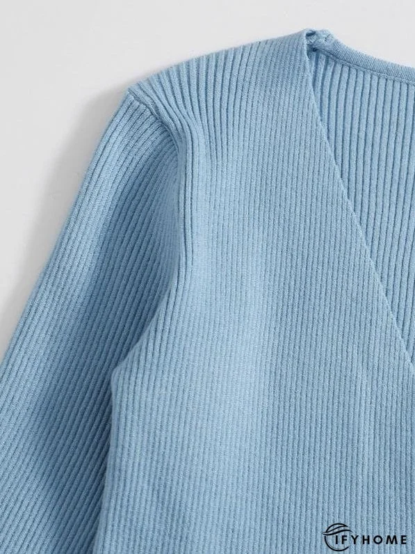 Wrap Tie Side Solid Sweater | IFYHOME