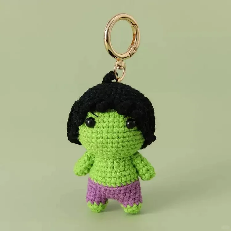 Lulusnow Handmade  The Avengers Hulk Robert Bruce Banner Crochet Key Pendant Bag Accessories Key Pendant