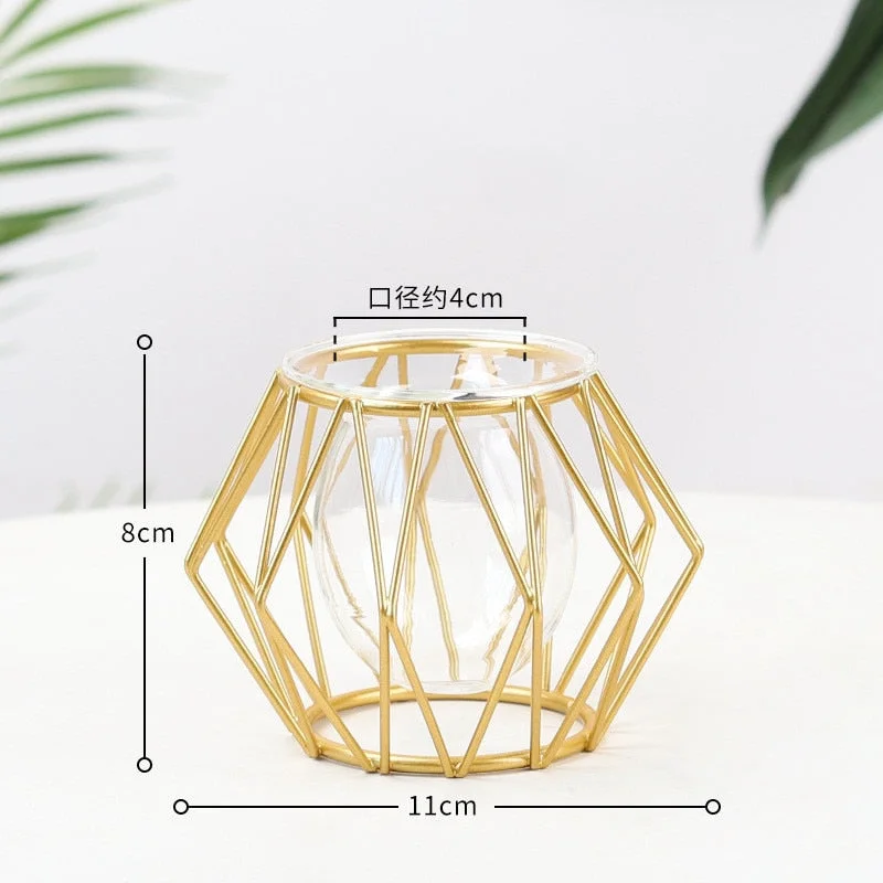 Nordic Simple Flower Stand Iron Frame Vase Simple Family Flower Rack Bottle Ornament Christmas Decoration Pot Holder jarrones