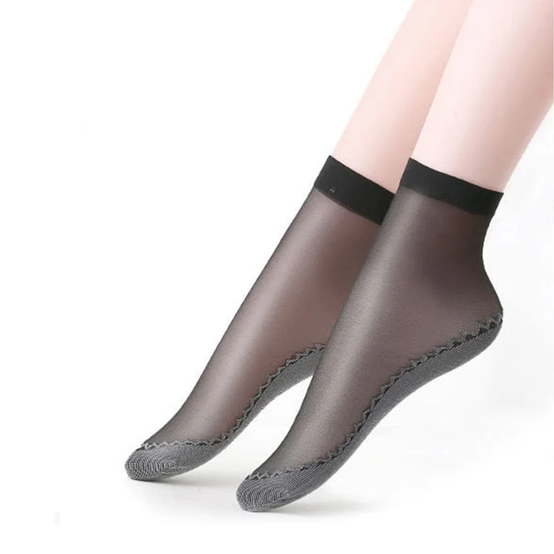 10 Pairs Lot New Velvet Silk Womens Socks Cotton Bottom Soft Non Slip Sole Massage Wicking Slip-resistant Autumn Sock