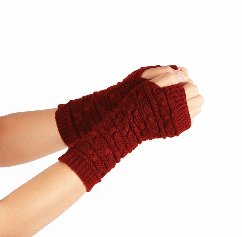Wool Gloves Winter Cold-proof Knitted Warm Half-finger Computer Gloves Autumn And Winter Women’s Thickened Winter Sleeves