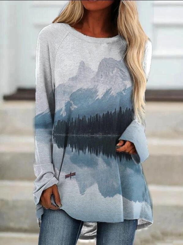 Popular landscape Print Long Sleeve T-Shirts