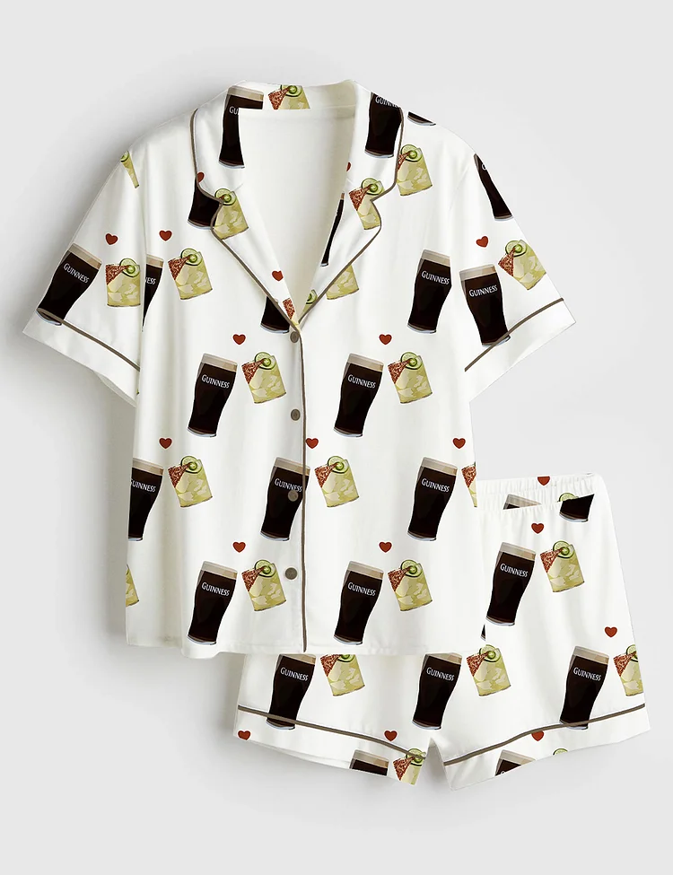 Women&rsquo;s Guinness And Spicy Margarita Short Sleeve Satin Pajama Set