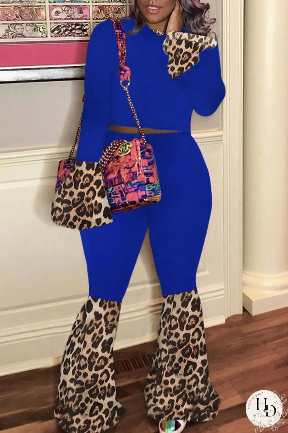 Yellow Street Print Split Joint Hooded Collar Long Sleeve Two Pieces