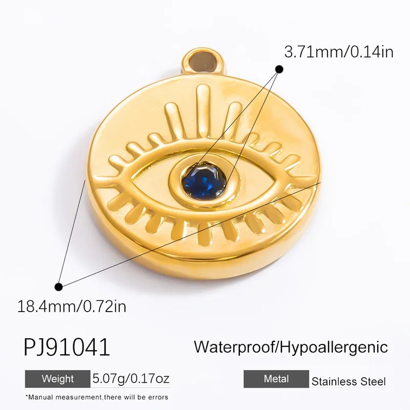 1 Piece 16.47mm 304 Stainless Steel Zircon Geometric Heart Shape Eye Pendant Jewelry Accessories