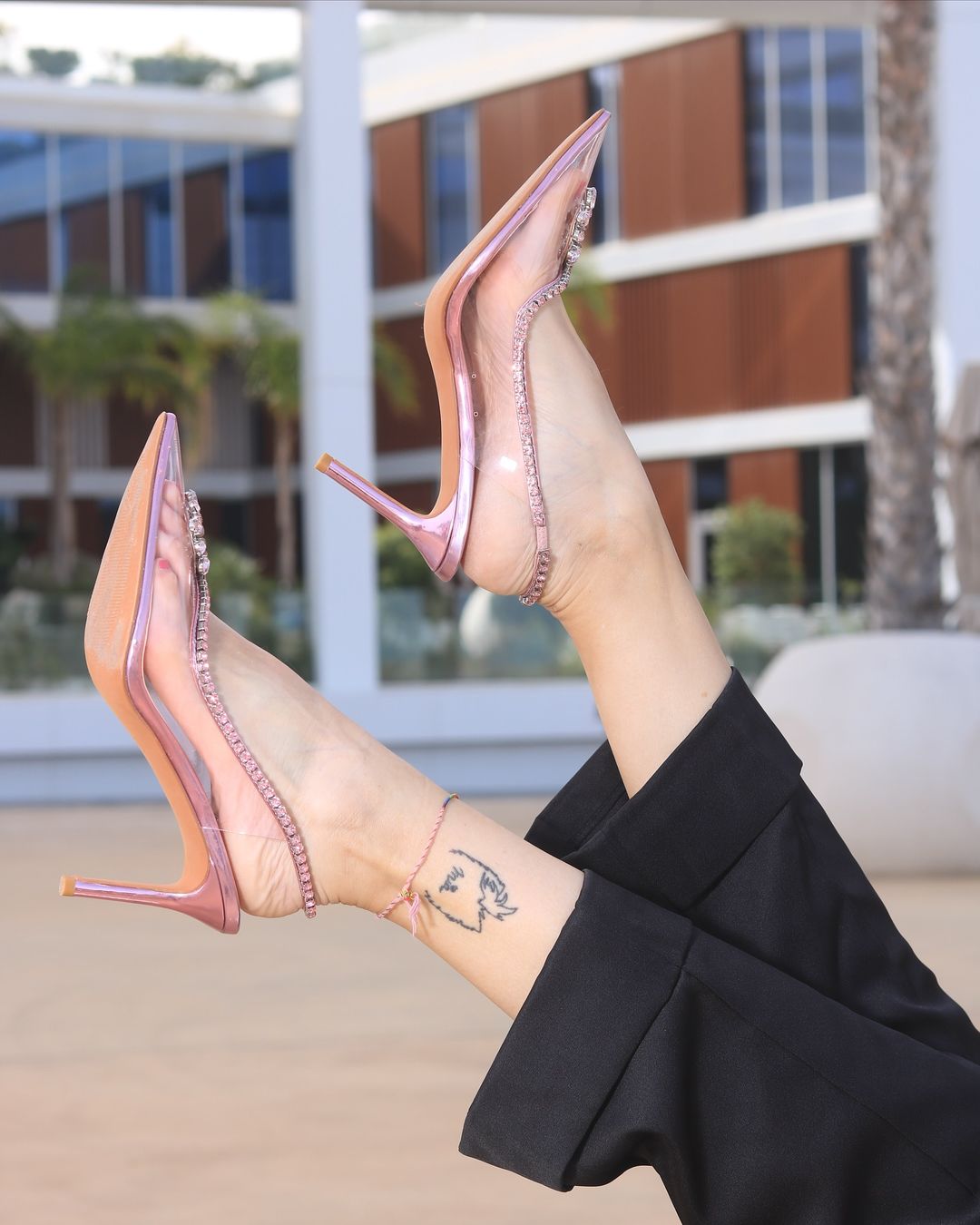 85mm Women's Stiletto Heel Sling Back Pumps Pointed Toe Diamond High Heels Sandals Summer Banquet Daily Wedding Shoes-MERUMOTE