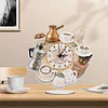 (US Local)5D DIY Special Shape Diamond Painting Desk Ornament Handmade Clock Kit(Tea Time)
