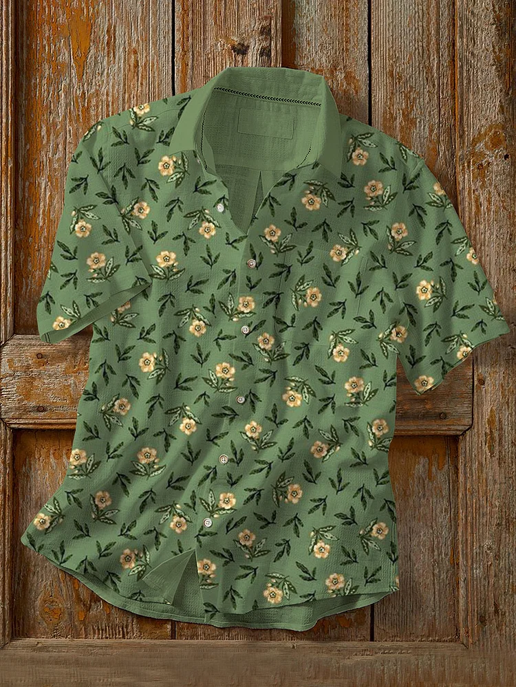 Men's St. Patrick's Day Flower All Over Print Pocket Casual Shirt