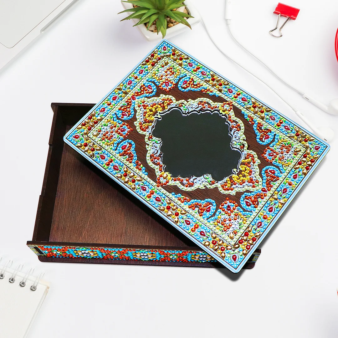 New Diamond Mosaic Set Wooden Box With Mirror Diamond Painting Jewelry Storage Box Diamond Embroidery Diy Girl Birthday Gift