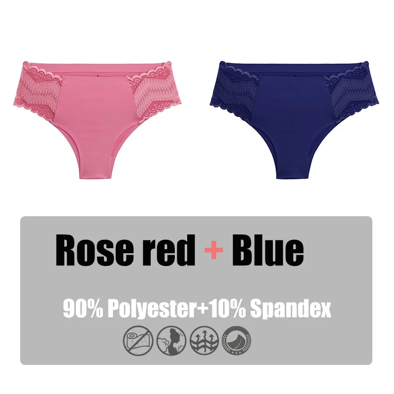 2PCS/Set Women Panties Lace Underwear Briefs Seamless Panties Sexy Lingerie for Female Intimates Underpants Floral Lace Pantys