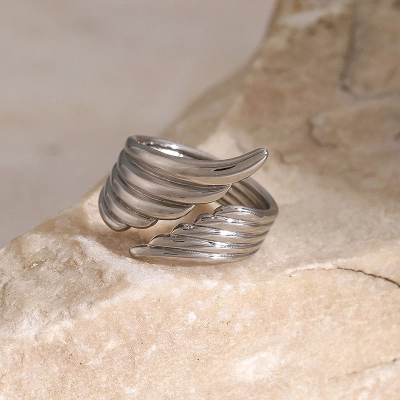 Minimalist Classic Style Wings 316 Stainless Steel  18K Gold Plated Plating Rings