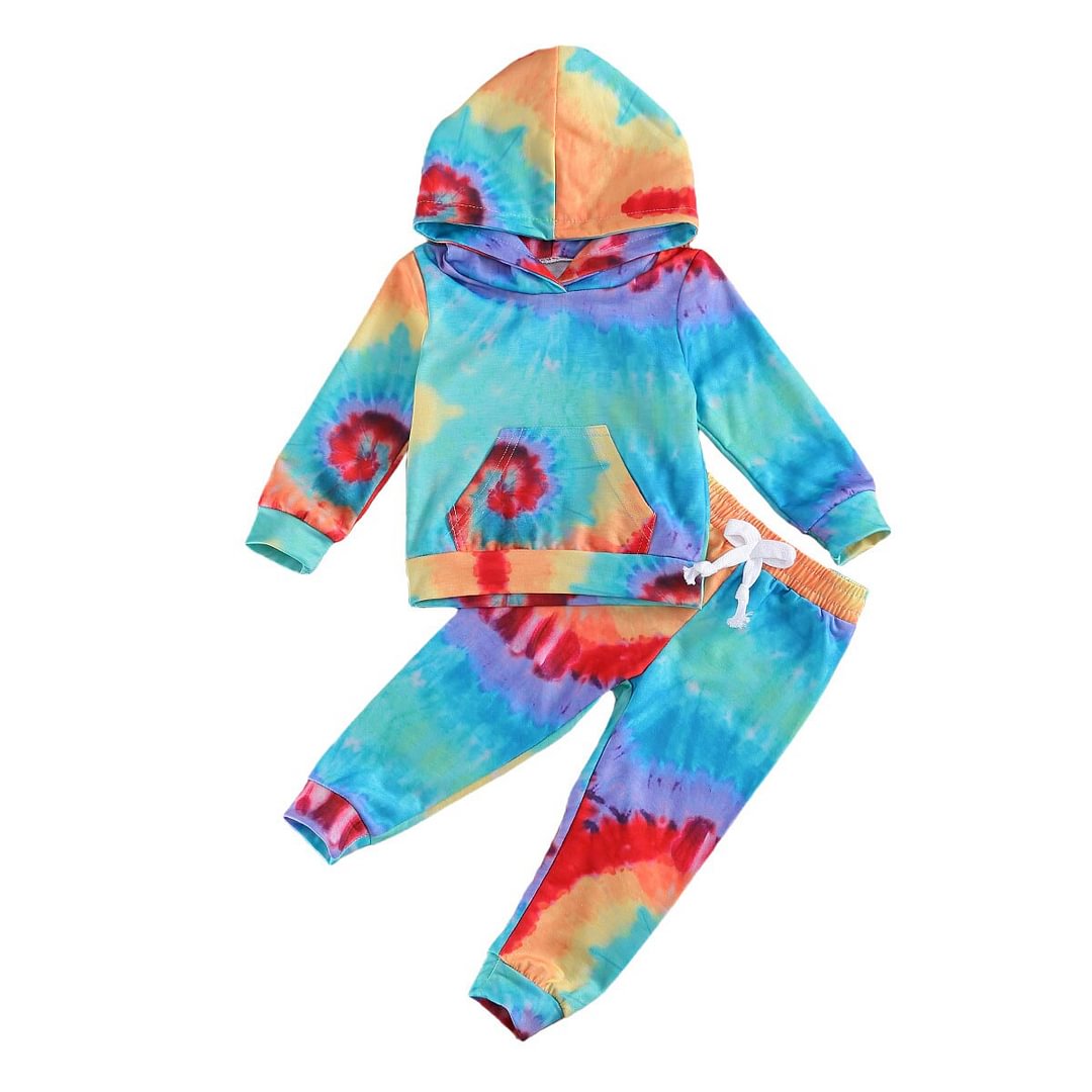 Toddler Baby Girls Tie Dye Clothes Sets, Baby Girl Hoodies and Pants, Fashion Baby Girl Outfits 2Pcs Sets