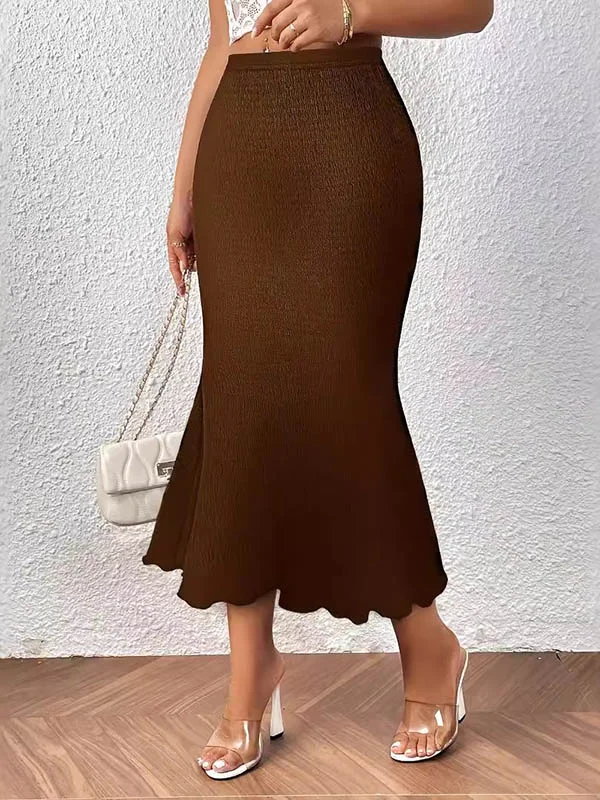 Elasticity Solid Color High Waisted Loose Skirts