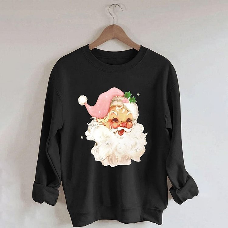 VChics Christmas Pink Santa Print Sweatshirt