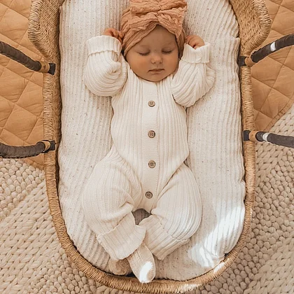 Baby♡ 2PCS Angelic Newborn Solid Color Baby Jumpsuit