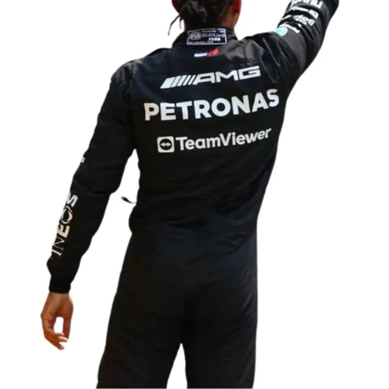 Men's Black One-Piece Racing Print Jumpsuit