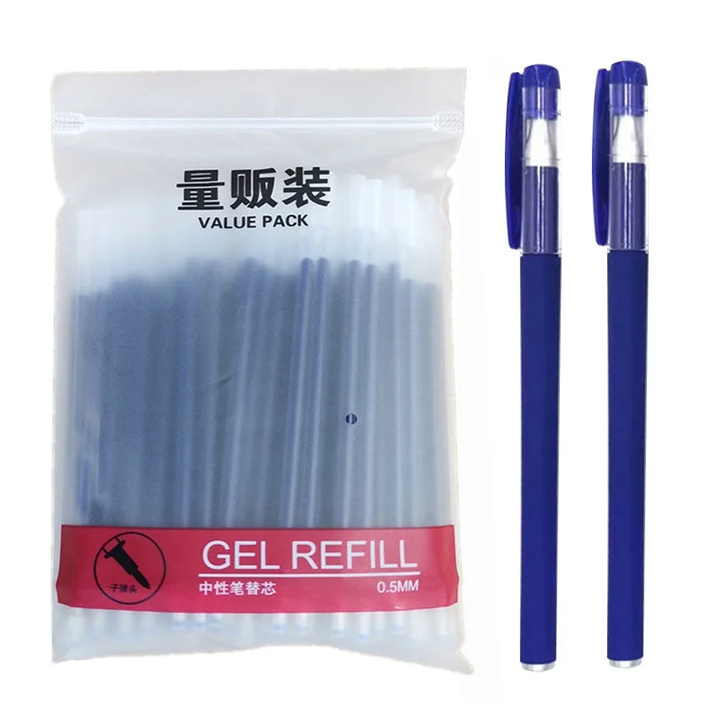 102Pcs/Lot Office Gel Pen Refill Set 0.5mm Blue Black Red ink Rod for Handle Gel Pen Refill School Writing Stationery