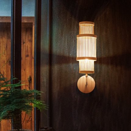 Art Bamboo Woven Wall Lamp Mirror Front Lamp