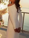 Beaded Decorate Off-The-Shoulder Long Sleeve Slim Elegant Maxi Dress