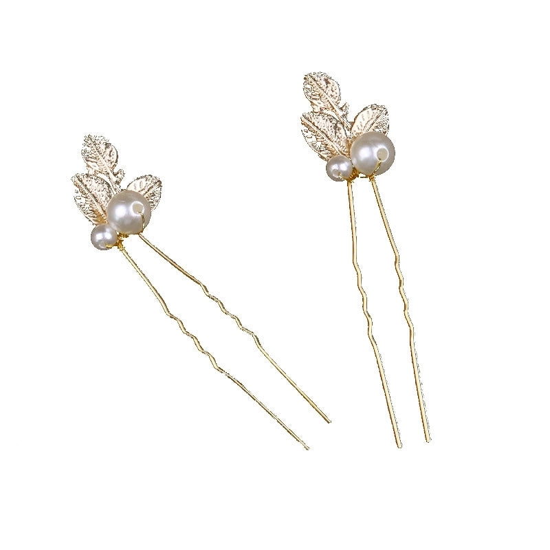 Women’s IG Style Leaves Alloy Pearl Hairpin