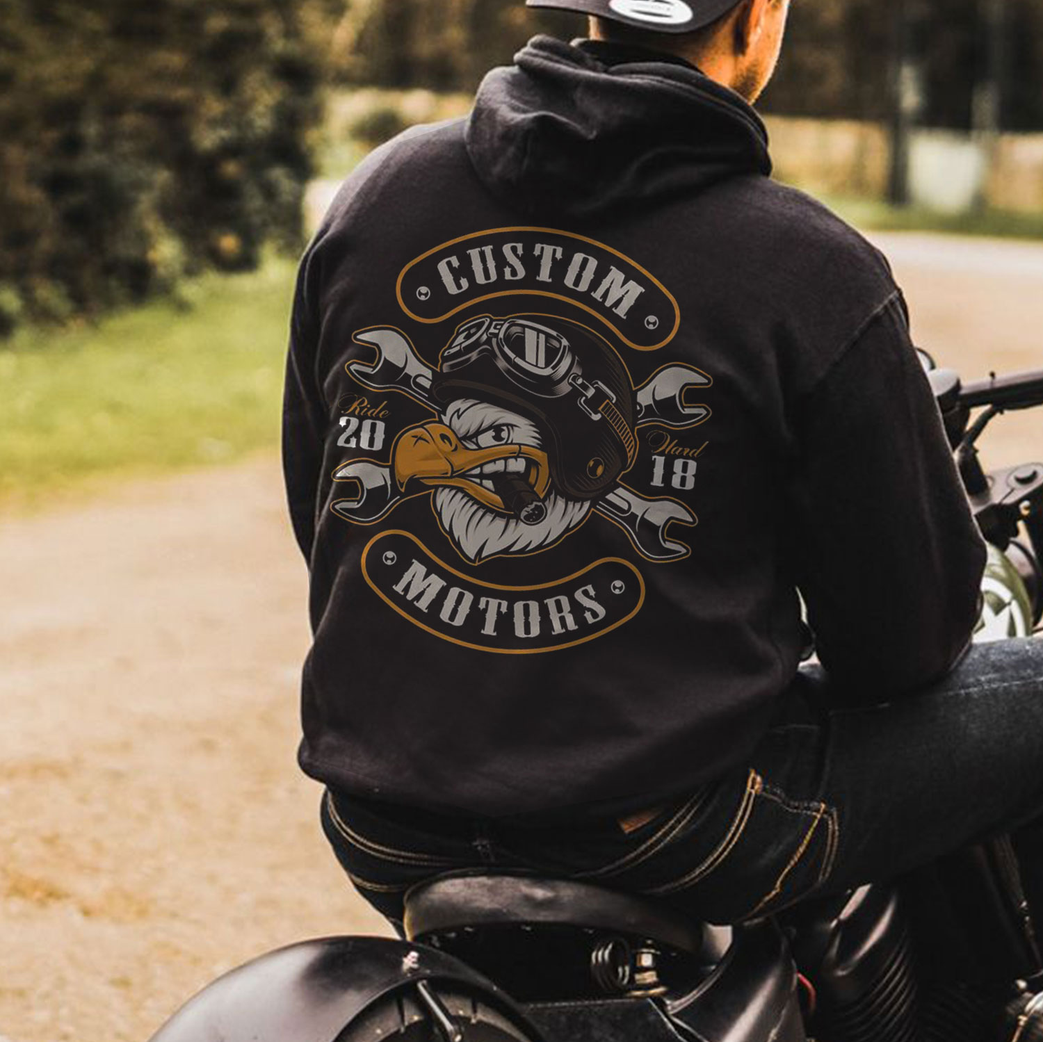 Modern Custom Motors Black Print Hoodie