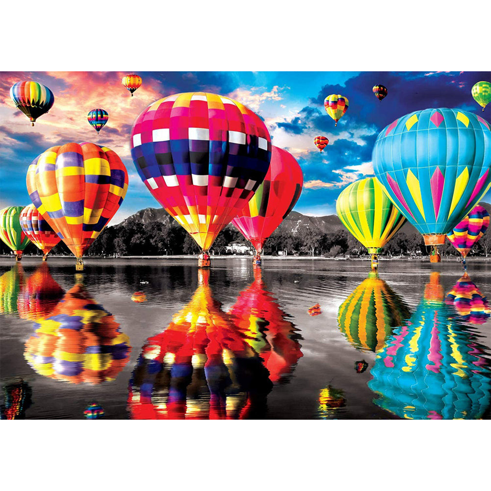 Lake Hot Air Balloon 40*30CM(Canvas) Full Round Drill Diamond Painting gbfke