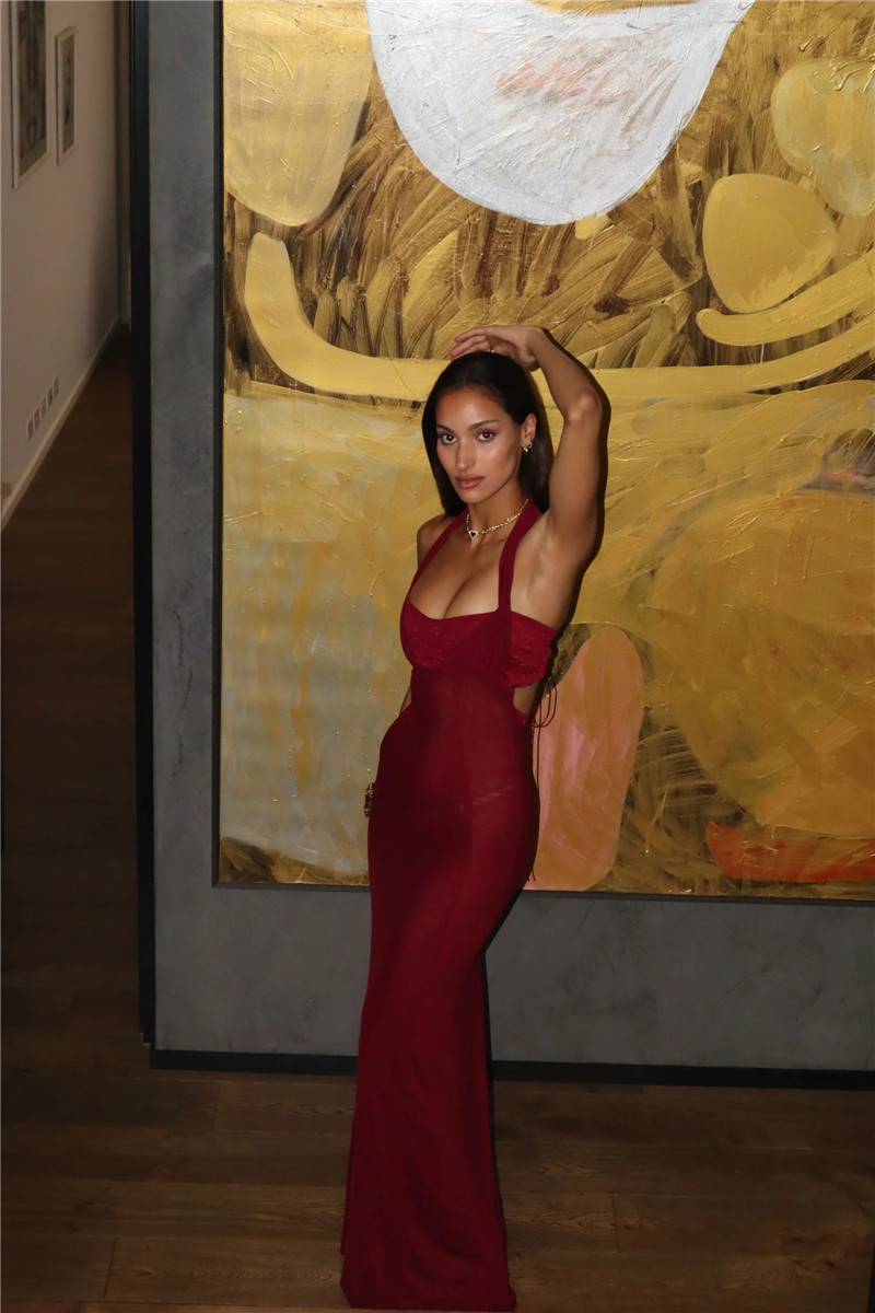 Ootddress Elegant Backless Sexy Maxi Dress For Women Fashion Lace-up Sleeveless Bodycon Club Party Evening Long Dress New