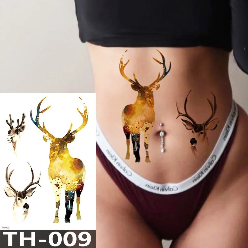 Waterproof Temporary Tattoo Sticker Animal Leopard Flash Tattoos Wolf Rose Flower Body Art Arm Fake Tatoo Women Men