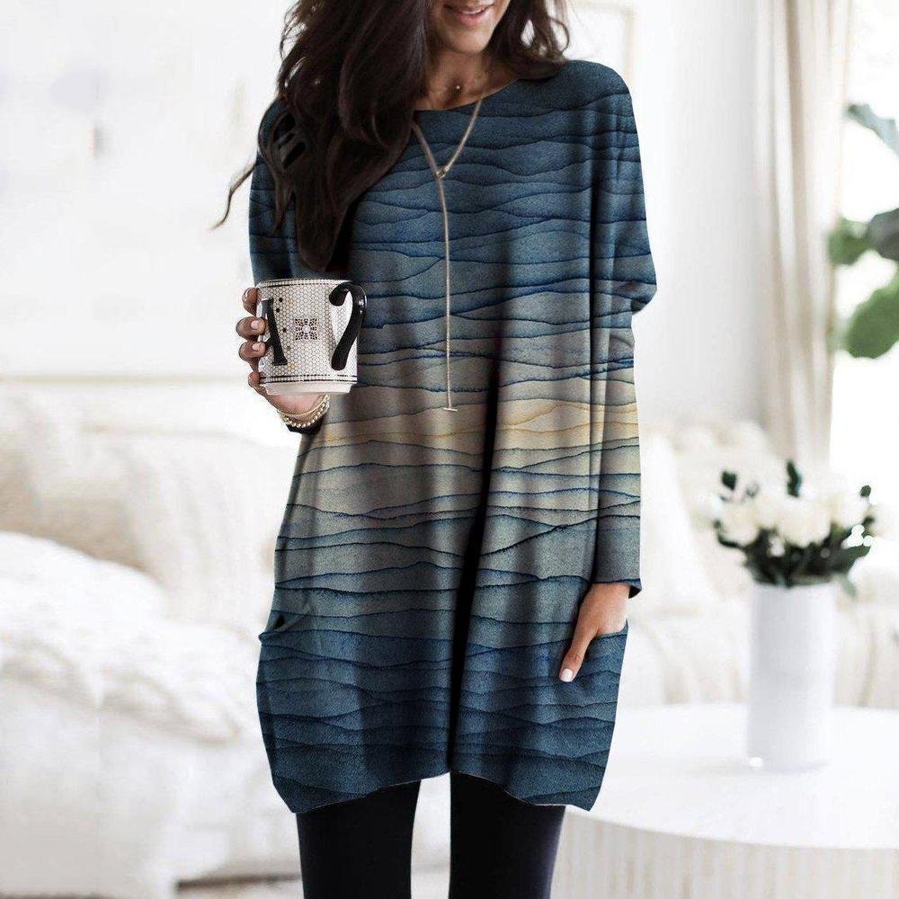 Simple Round Neck Long Sleeve Printed Sweatshirt