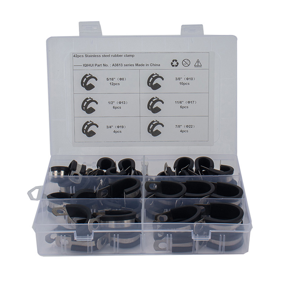 

42pcs Stainless Steel Cable Clamp 6 Sizes Rubber Cushioned Insulated Clamps, 501 Original