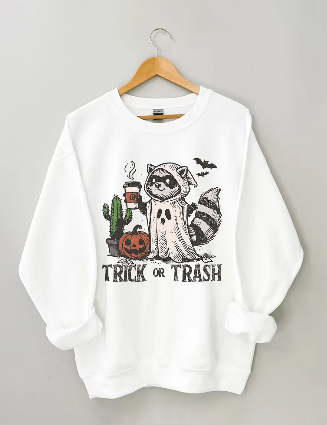 Trick Or Trash Raccoon Halloween Sweatshirt