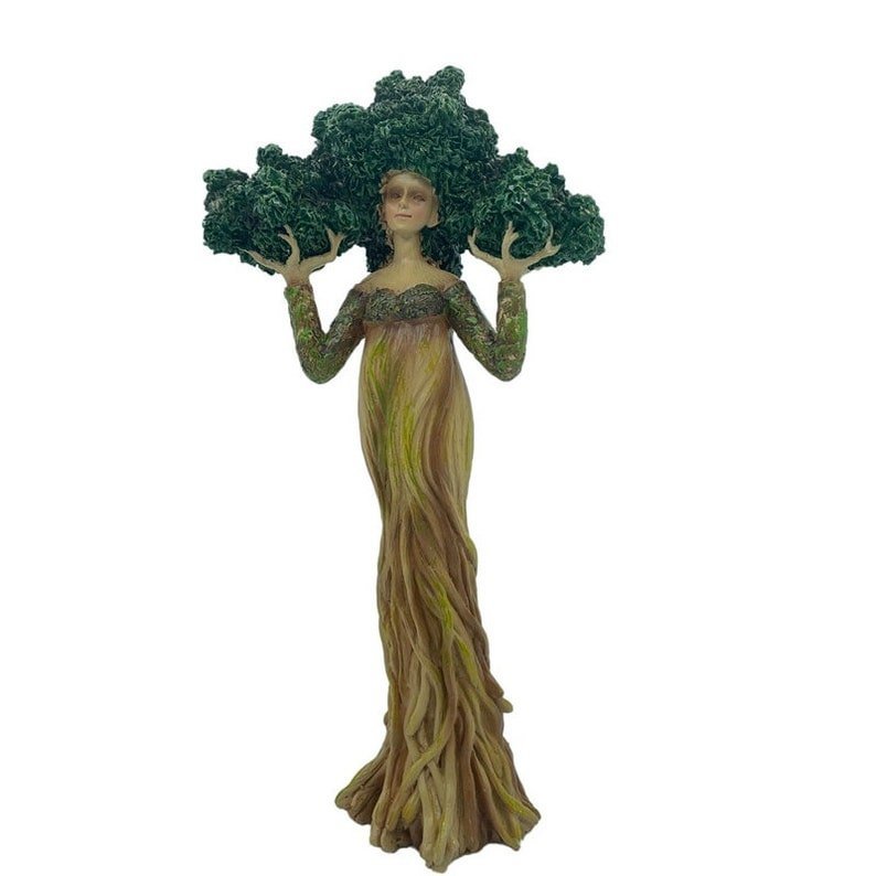 Resin Dryad Statue Hand Painted with Wood Finish