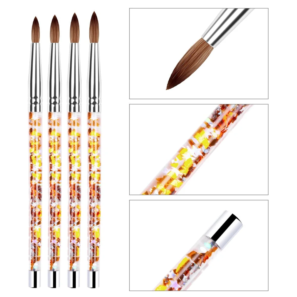 1PC Crystal Acrylic Nail Art Brush No 8/10/12/14 UV Gel Carving Pen Brush Liquid Powder DIY Nail Drawing Liquid Glitter Handle-Nail Inspo