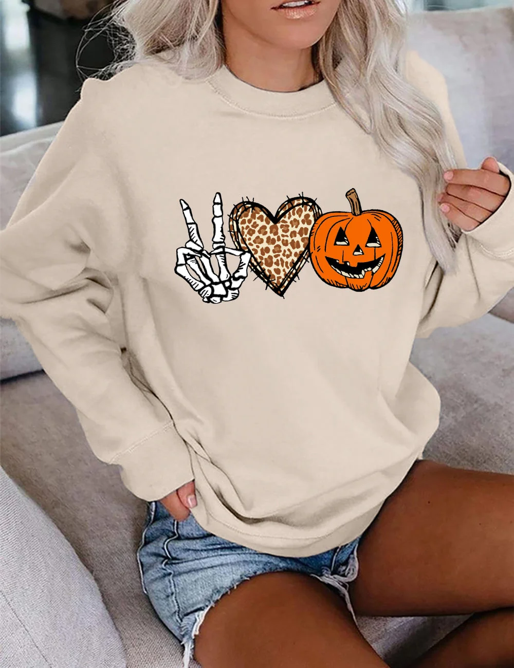 Peace Love Pumpkin Halloween Sweatshirt