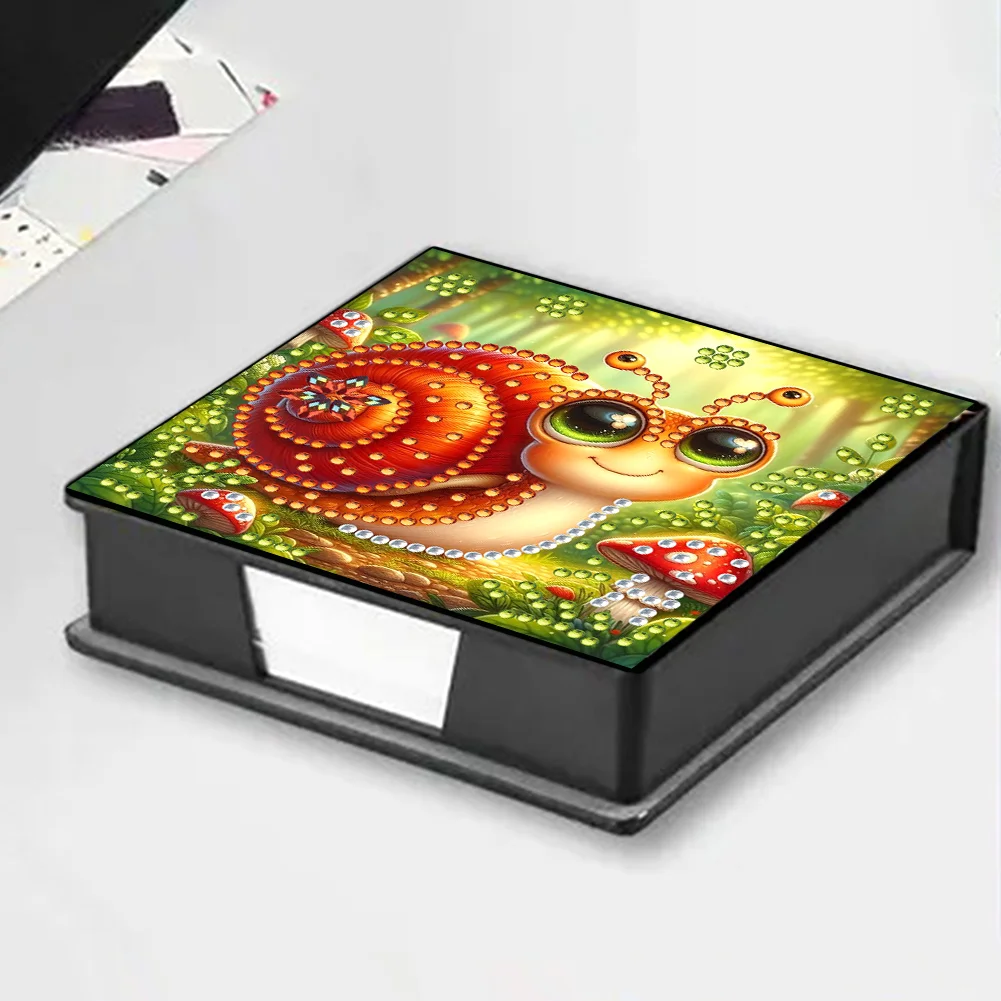 PU Snail Diamond Painting Notecard Box with Papers for DIY Art Craft