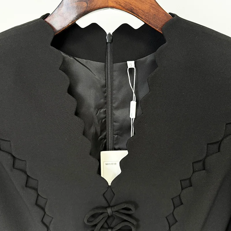 Nigikala Nigikala Star Fashion New Wavy V-Neck Bow Long-Sleeved Dress