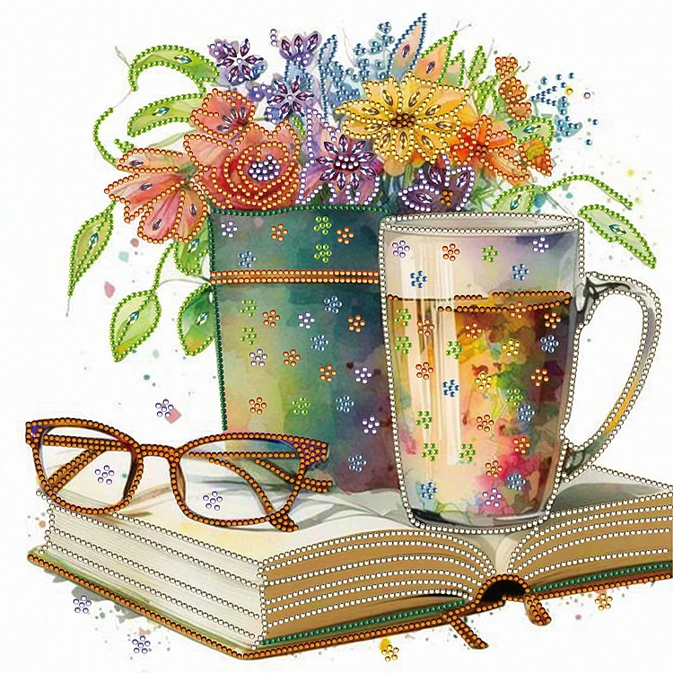 Simple Book Coffee 40*40CM (Canvas) Special Drill Diamond Painting gbfke