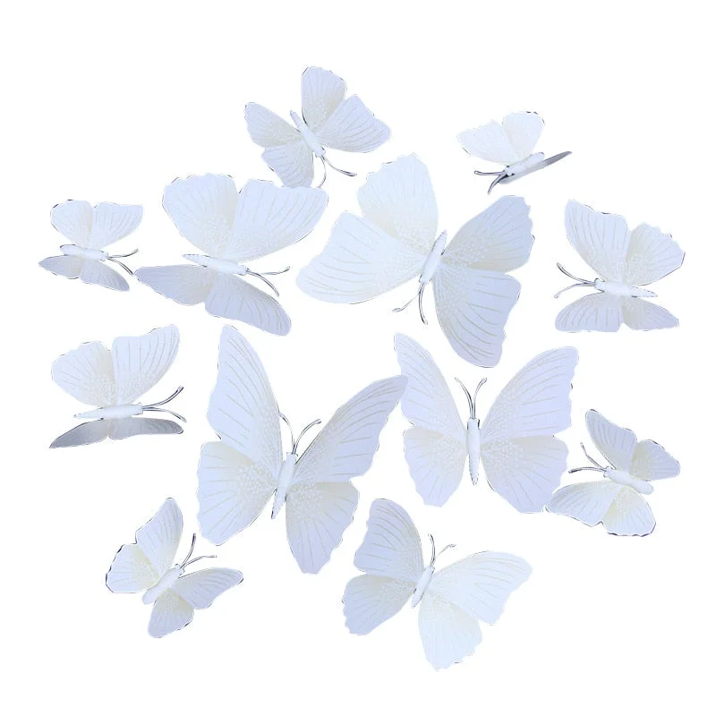 3D Butterfly Wall Stickers 12pcs/lot Moth Living Room Bedroom Children's Room Stickers Home Decor Black white minimalist modern