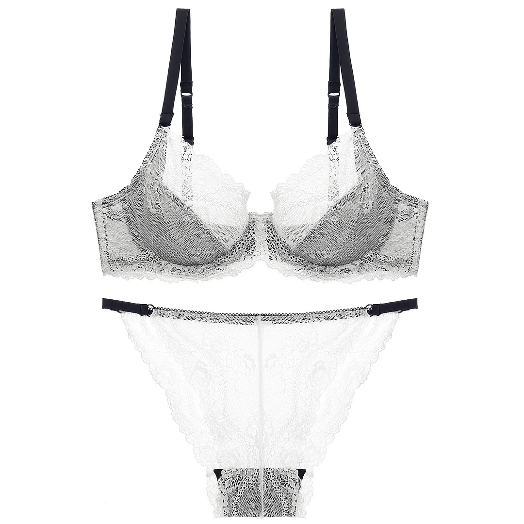 Billionm Billionm Ultra Thin Sexy Underwear Steel Ring Gathered Lace Transparent Lady Bra Suit