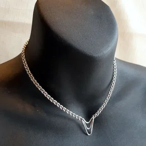 pornhint Pornhint Braided V Collar in 2 sizes. Sterling Silver Discrete Day Collar BDSM Fetish submissive