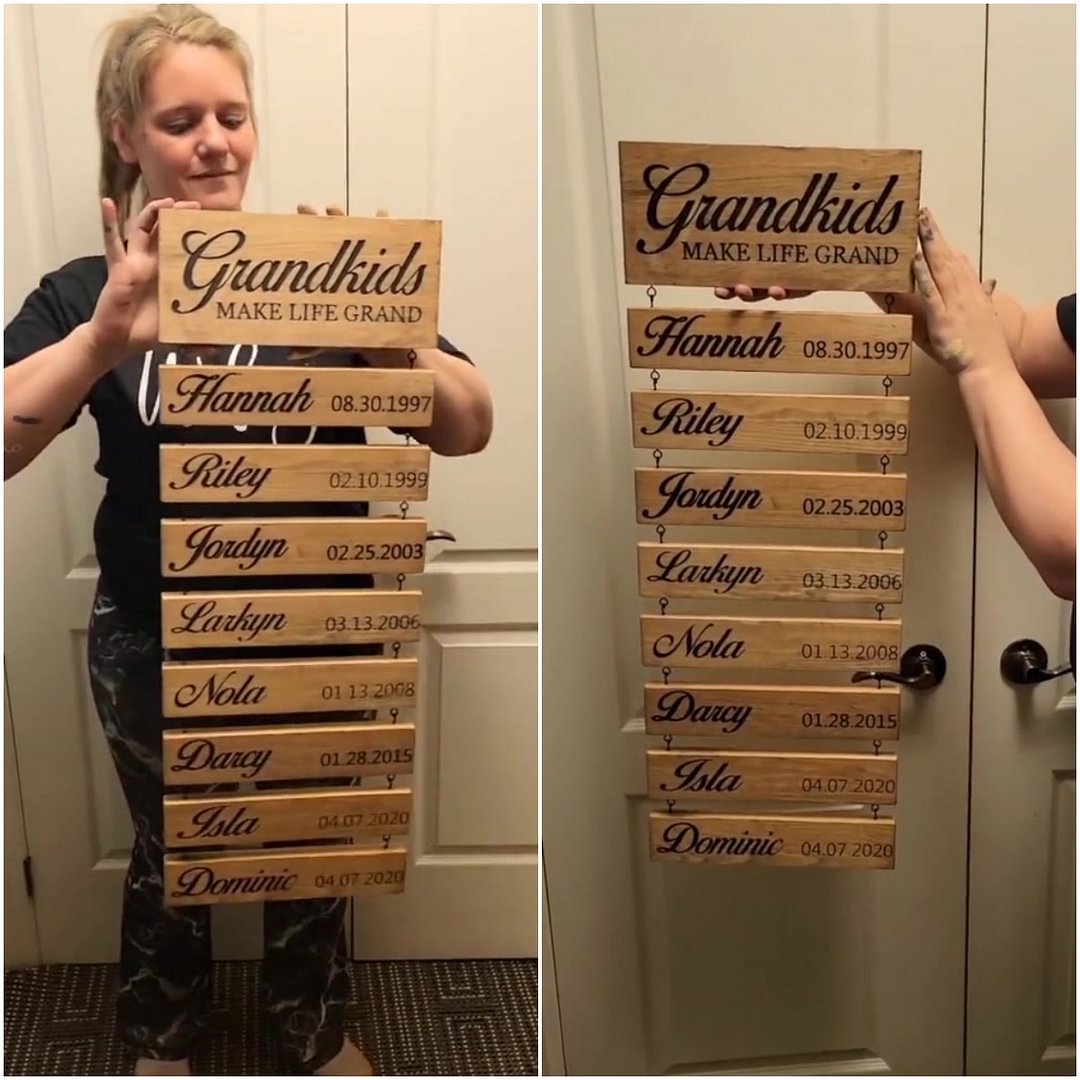 Personalized Grandkids Hanging Decor Sign